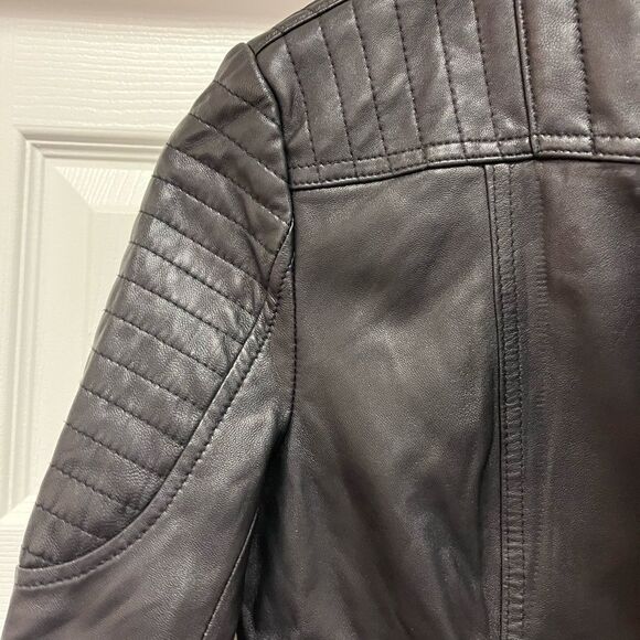 Pure Navy Lamb Leather Black Moto Jacket sz S - Picture 7 of 9